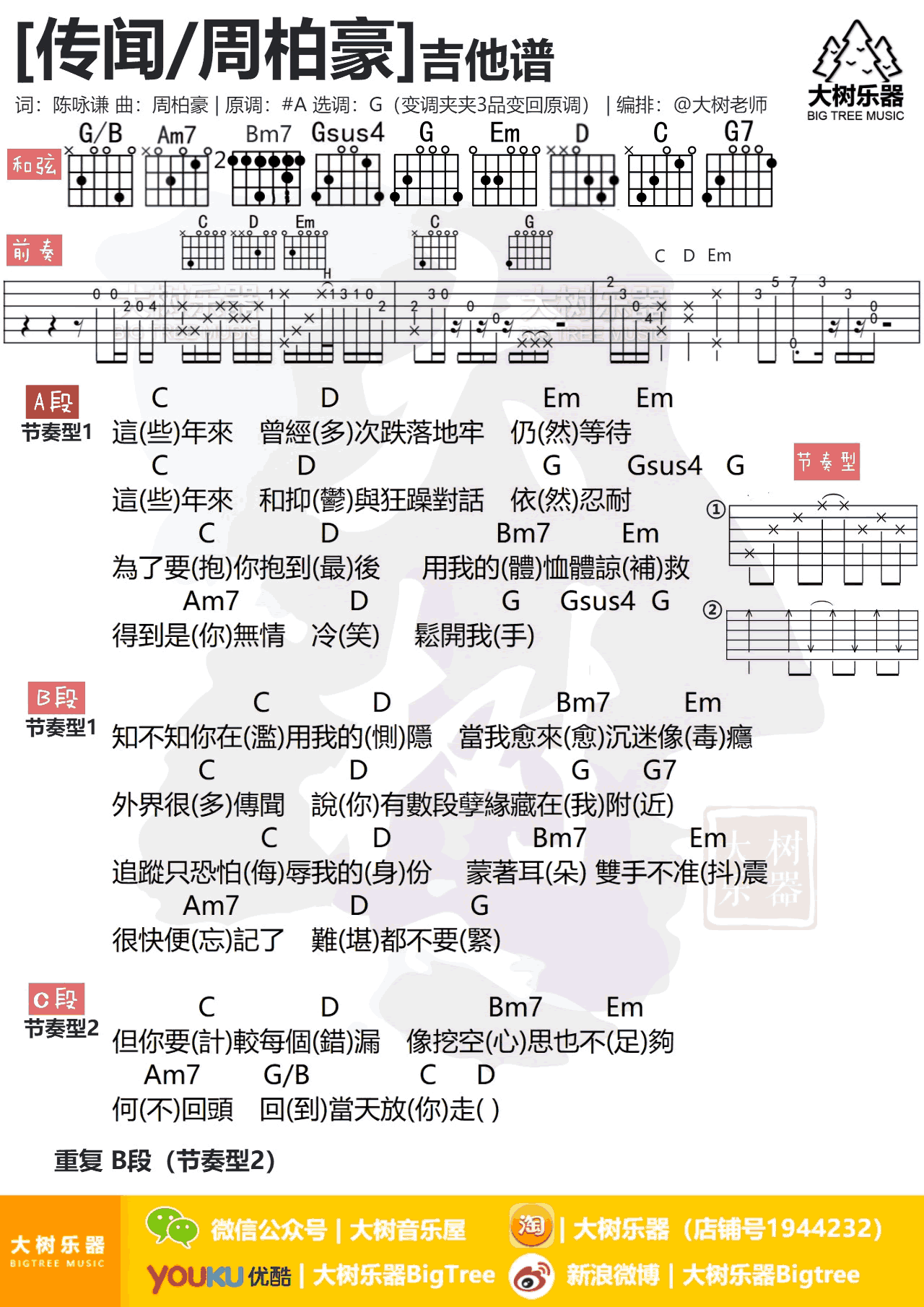 周柏豪_传闻_吉他谱_G调和弦弹唱谱_图片谱