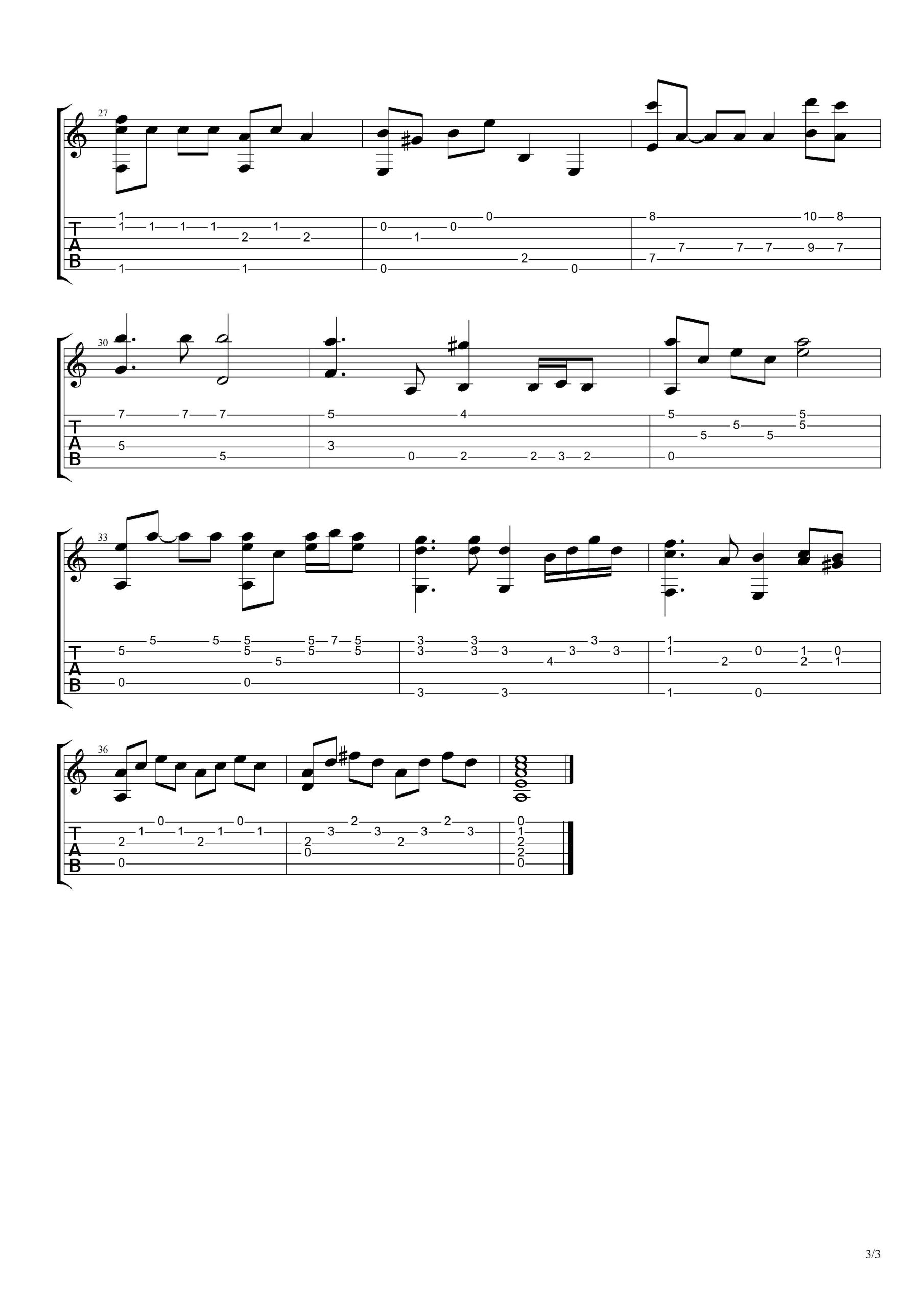 一生有意义指弹谱_吉他独奏谱_83版_射雕之东邪西毒_主题曲