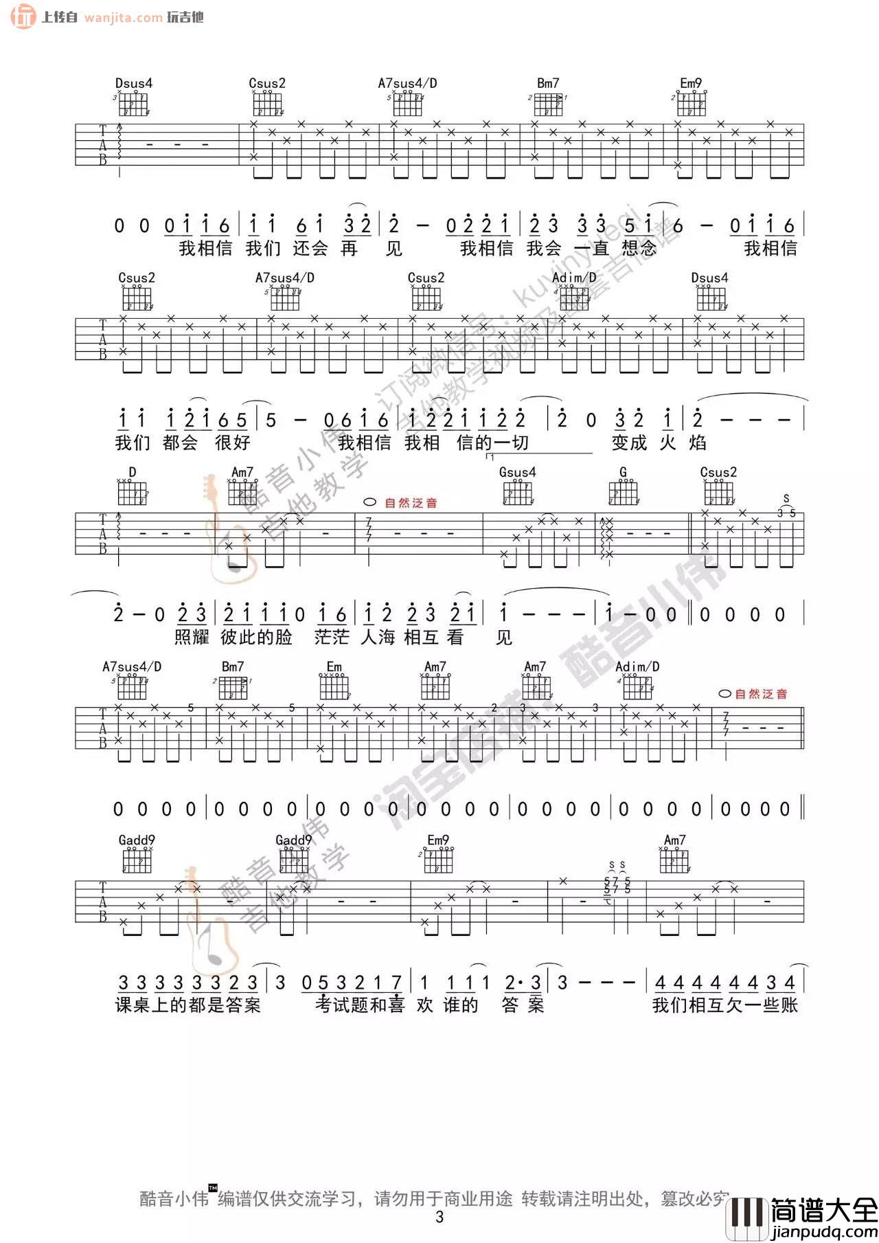 不说再见吉他谱_G调六线谱高级版_吉他视频教学 _许飞 不说再见吉他谱_G调六线谱高级版_吉他视频教学__许飞