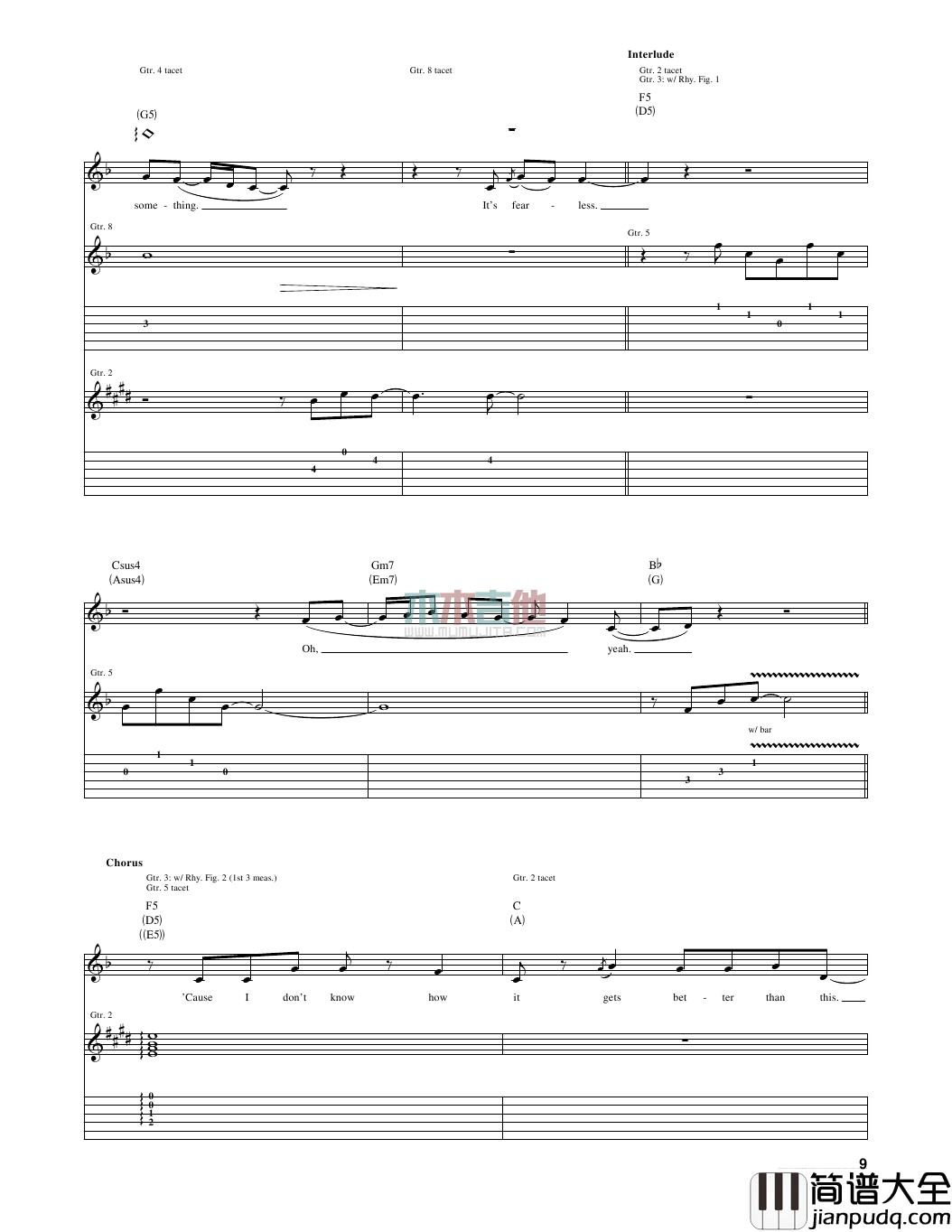 fearless吉他谱_A调女生版_木木吉他编配_Taylor_Swift