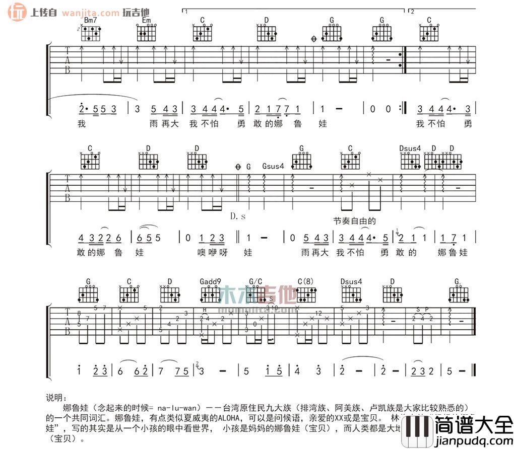 妈妈的娜鲁娃吉他谱_林俊杰_G调原版六线谱_吉他弹唱谱 妈妈的娜鲁娃吉他谱_林俊杰_G调原版六线谱_吉他弹唱谱