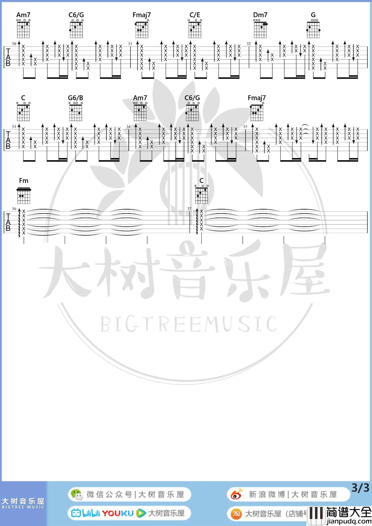 大笨钟吉他谱_C调弹唱六线谱_视频弹唱教学_周杰伦 大笨钟吉他谱_C调弹唱六线谱_视频弹唱教学_周杰伦