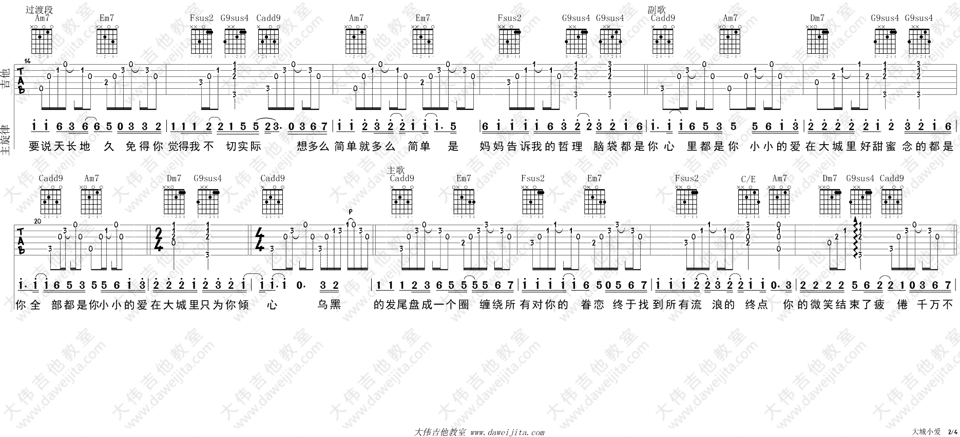 tab_wanglihong_dachengxiaoai_2.gif 大城小爱吉他谱_王力宏_弹唱教学视频_C转D调