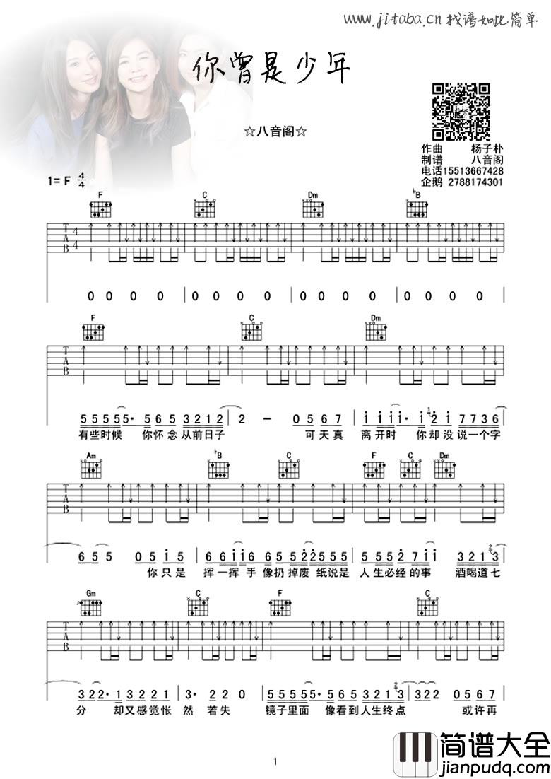 SHE_你曾是少年吉他谱_图片六线谱