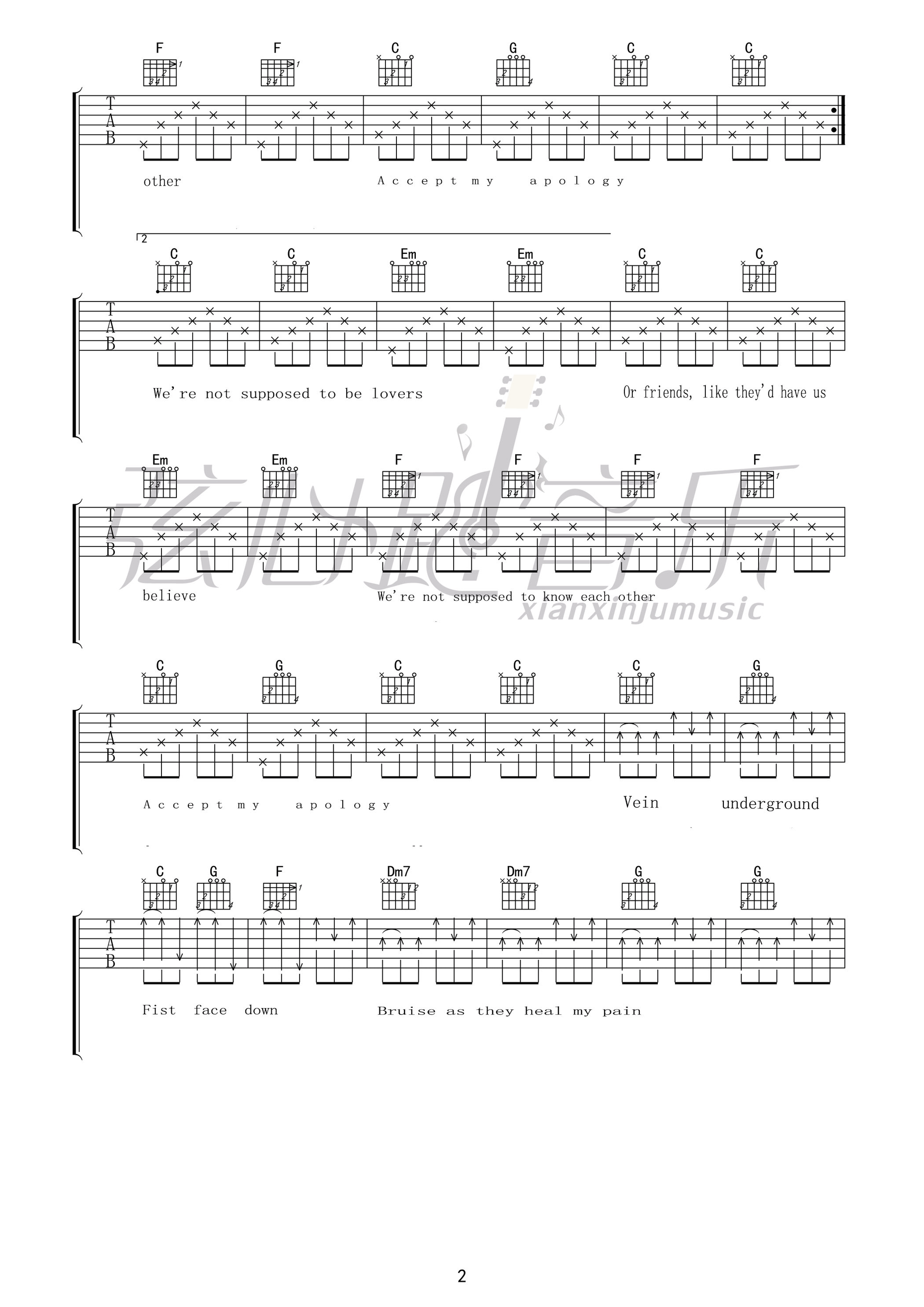 Adam,Green_W're_Not_Supposed_to_Be_Lovers_吉他谱_Guitar_Music_Score