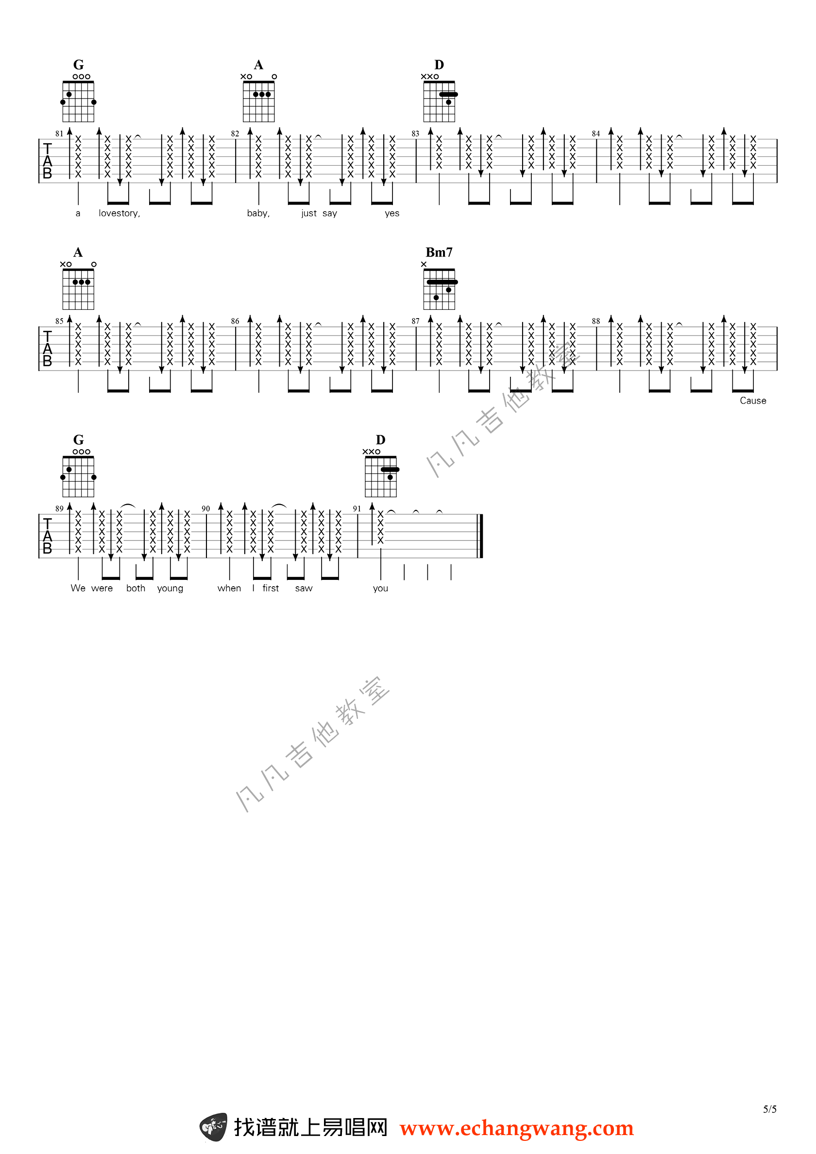 Love_Story吉他谱_Taylor_吉他图片谱_高清