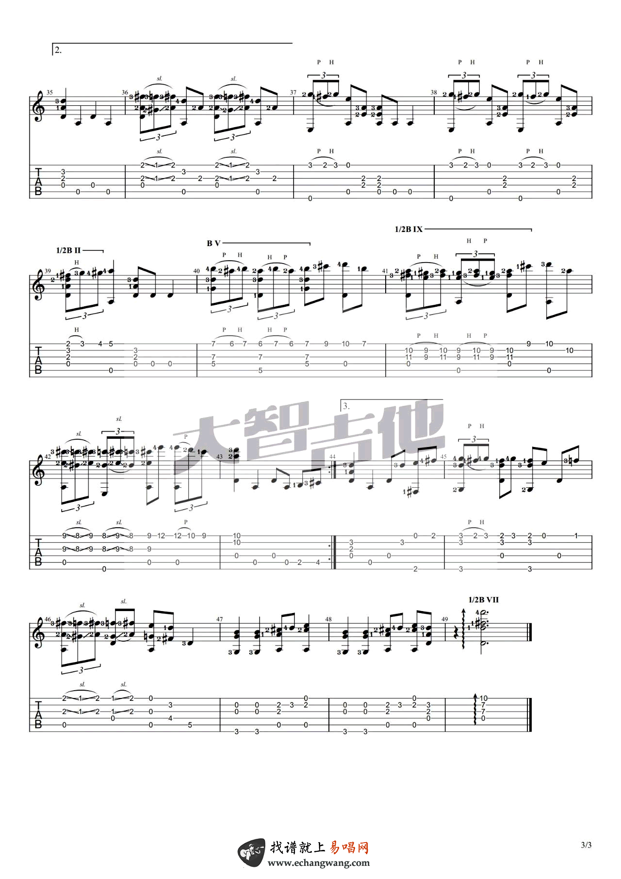 哆啦A梦指弹谱吉他谱_动漫歌曲_吉他图片谱_高清
