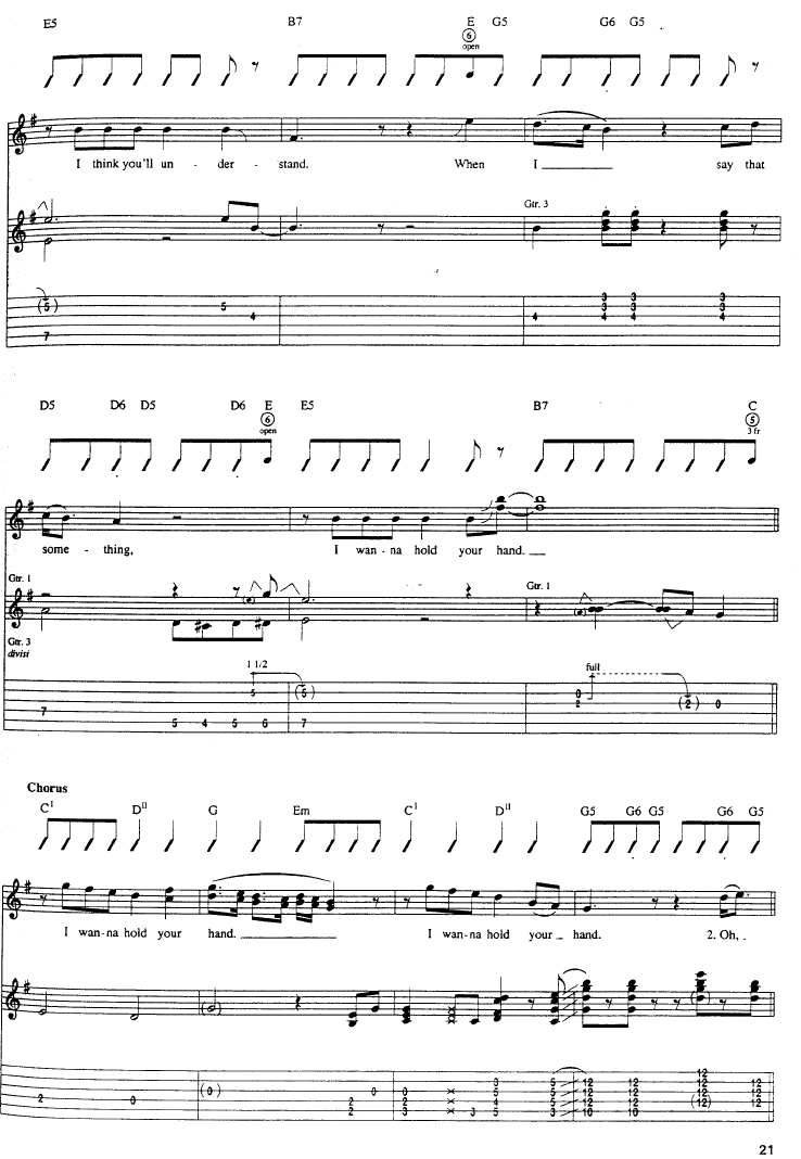 I_want_To_Hold_Your_Hand|吉他谱|图片谱|高清|Beatles|披头士